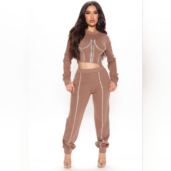 Fashion Nova Pants - WOMEN'S PANT SET - MOCHA SIZE L